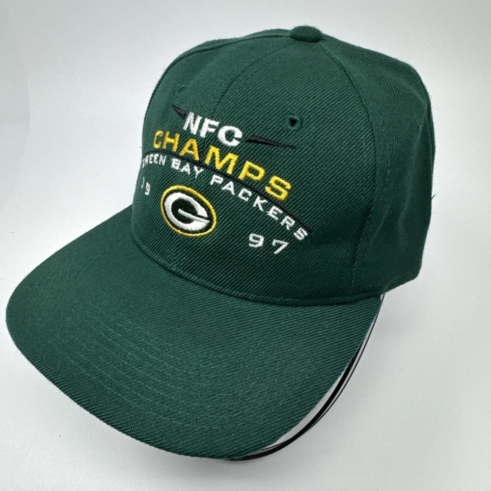 Vintage Green Bay Packers 1997 NFC‎ Champions Snapback Hat Cap Wool Blend